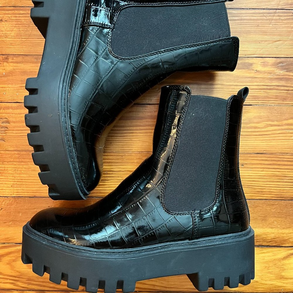 Black Patent Chelsea Boots
